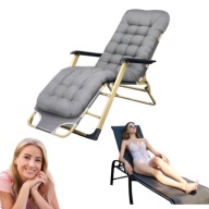 LEŻAK FOTEL OGRODOWY PLAŻOWY Z PODUSZKĄ ROZKŁADANY METALOWY SZARY PODUSZKA