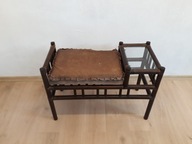 Stołek stolik drewniany ławka szklany blat