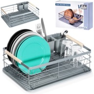 Ociekacz DUŻA SUSZARKA stojąca naczynia talerze sztućce szara metalowa XXL