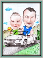 Karykatura portret ze zdjęcia na prezent wykonany ołówkiem