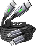 Kabel USB C na USB C 240W 2M, 2 Sztuki, 48V/5A 3.0 Typu C Szybkie Ładowanie
