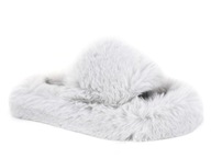 Kapcie domowe damskie miękkie futrzane szary