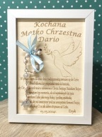 PODZIĘKOWANIE DLA CHRZESTNEJ KOMUNIA CHRZEST BIAŁA RAMKA