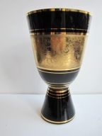 WAZON PUCHAR KIELICH SZKŁO KOBALT BARDZO CIEMNE ZŁOCENIA