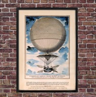 LOT BALONEM DO GWIAZD, Balon, Piękny Plakat Retro