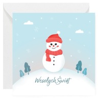 Kartka okolicznościowa na Boże Narodzenie - Bałwan - 14x14 cm