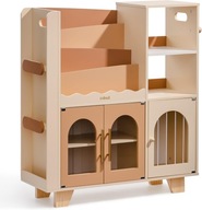 ROBUD Regał na książki dla dzieci, drewniany regał stojący Retro Vintage