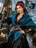 PIĘKNY MIĘKKI WEŁNIANY 'PIRACKI' KARDIGAN ONE SIZE, CHUSTA, NARZUTKA 4W1