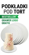 Drewniany podkład pod tort biały 20cm grawer Logo gratis