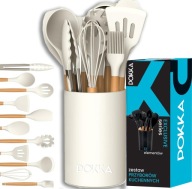 POKKA Exclusive Zestaw Przyborów Kuchennych Silikon Drewniane Rączki