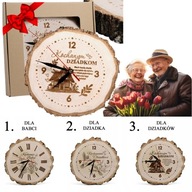 PREZENT NA DZIEŃ BABCI I DZIADKA ZEGAR PLASTER DREWNA DUŻY 30CM WYJĄTKOWY