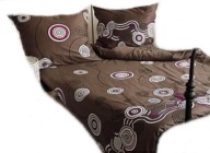 pościel z satyny 200x220 + 2x70x80 zamek S 18118 kółka brązowe A-pol