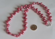 Retro* perły słodkowodne- 6mm - fuksja - srebro 925