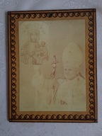 Obrazek Matki Boskiej Częstochowskiej i papieża Jana Pawła II - na drewnie