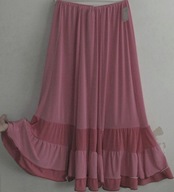 Spódnica koralowy róż w kliny i falbanki z dzianiny długa r 48/58