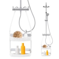 PÓŁKA ŁAZIENKOWA ZAWIESZANA NA KABINĘ BIAŁA POD PRYSZNIC PLASTIK ŁAZIENKA