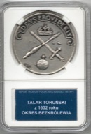 SREBRO.TALAR TORUŃSKI OKRESU BEZKRÓLEWIA Z 1632 ROKU-NEFRYT (374)