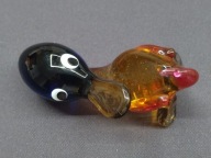 Wspaniała kaczka, szkło uranowe, styl Murano, Jarosław Brychta 5,9cm (A176)