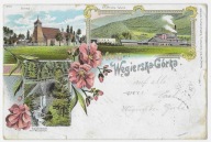 E73 Gruss Węgierska Górka Piękna Litografia składanka Huta Kościół Wczesna