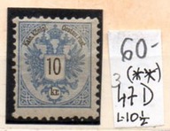 Austria 3 , nr 47 D * , ząbki 10 1/2