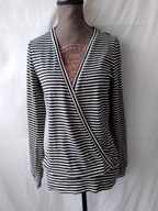 Bluzka kopertowa w czarne paski - M