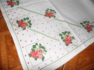 DUŻY MALOWANY OBRUS NA BOŻE NARODZENIE - 108 cm x 140 cm