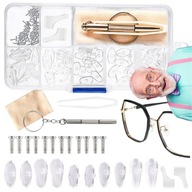 ZESTAW DO NAPRAWY OKULARÓW 36 PAR NOSKI SILIKONOWE ŚRUBKI + ŚRUBOKRĘT