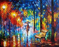 Bogusław Potera obraz olejny płótno DESZCZOWY SPACER