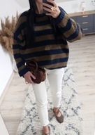 Czekoladowy sweter w paski rozmiar 40 L