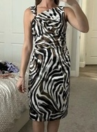 Maggy Lodon nowa sukienka suknia satynowa panterka zebra satyna XS 34