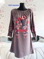 Sukienka słowiańska stal zwiewna krótka kwiatki