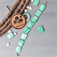 SURF Bransoletka miętowa masa perłowa szkło hematyt BlackberriesArts 17,5cm