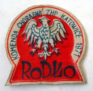 RODŁO Komenda Chorągwi ZHP Katowice1971r - stara naszywka .