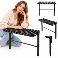 ŁAWKA CMENTARNA 68cm CZARNA SZEROKA SKŁADANA ŁAWECZKA NA CMENATRZ SOLIDNA