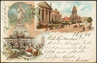 Gruss aus Berlin Denkmal Schauspielhaus Gensdarmenmarkt -Miesler 1899 Litho
