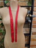 krawat skórzany naturalna skóra krawat śledzik echt leder czerwony