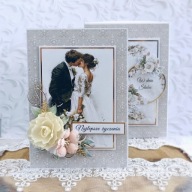 Piękna kartka ślubna w pudełku - ręcznie robiona