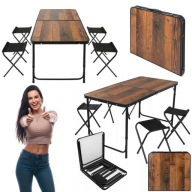 STÓŁ OGRODOWY ROZKŁADANY Z KRZESŁAMI SKŁADANY DUŻY METALOWY TURYSTYCZNY