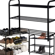 SZAFKA PÓŁKA NA BUTY OBUWIE STOJAK REGAŁ LOFT CZARNA 3-POZIOMOWA METALOWA