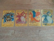 4x karty pokemon metalowe metal charizard blastoise