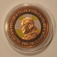 WATYKAN 2007 2 EURO CENT - CENTY BENEDYKT XVI - SPECIMEN - PRÓBA - KOLOR