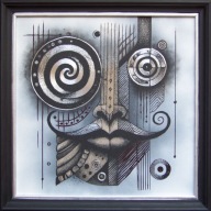 Oryginalny obraz ręcznie grawerowany w blasze + rama malowana