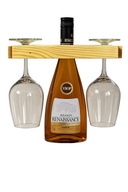 Drewniany wieszak na wino i kieliszki – kwadratowa podstawka na 4 kieliszki