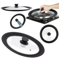 POKRYWKA SZKLANA SILIKONOWA 16 18 20 CM DO GARNKA PATELNI UNIWERSLNA