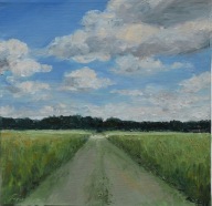 Przez zboże" obraz olejny na płótnie 30x30cm , oryginał Garncarek Al,,,
