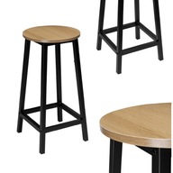 HOKER BAROWY KUCHENNY TABORET METALOWY LOFTINSPIRED OKRĄGŁY 65 CM DREWNO