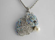 PIĘKNY WISIOR PANDA CYRKONIE PERŁA MARKAZYTY