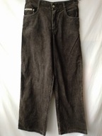 Spodnie brązowe z drobnego sztruksu, szerokie nogawki - S/M