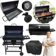 GRILL WĘGLOWY OGRODOWY DUŻY ŻELIWNY RUSZT 70X35CM POKRYWA,PÓŁKAMI+POKROWIEC