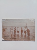 GDYNIA FOTO ROMAN MORAWSKI LETNICY W MORZU ŁÓDKI przedwojenne FOTO 1924 r.